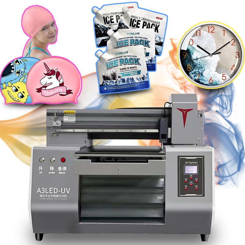 Portable A3 UV printer, multifunctional UV flatbed printer printing headphone case, badge, wine box, 3050 UV inkjet printer
