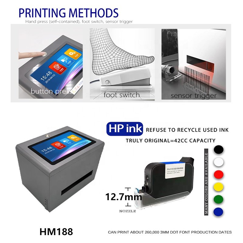 AOKDI Single Color 45 Ink Cartridge Egg Ink Jet Food Industry Expiry Date Printer Continuous Inkjet Printer Flatbed Printer