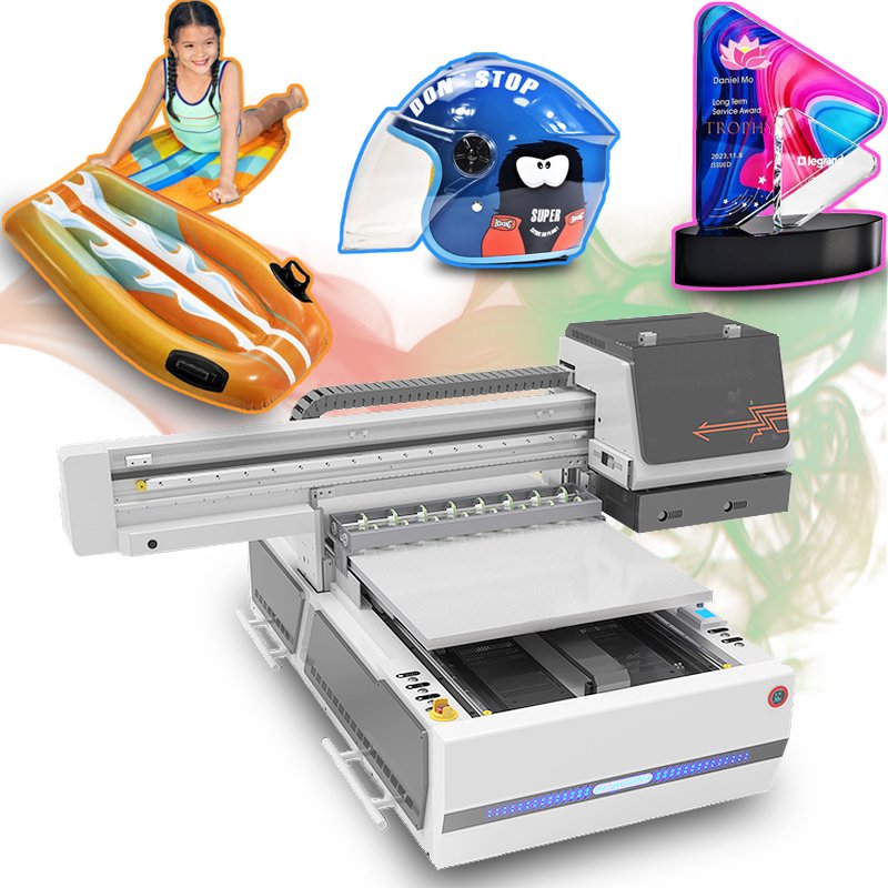 New A1 UV printer 6090 UV inkjet printer printing AB glue, varnish, leather bag, golf club cover, card bag, UV flatbed printer