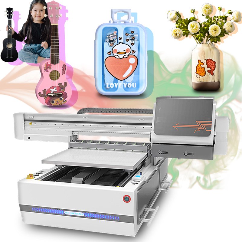 New A1 UV printer 6090 UV inkjet printer printing AB glue, varnish, leather bag, golf club cover, card bag, UV flatbed printer