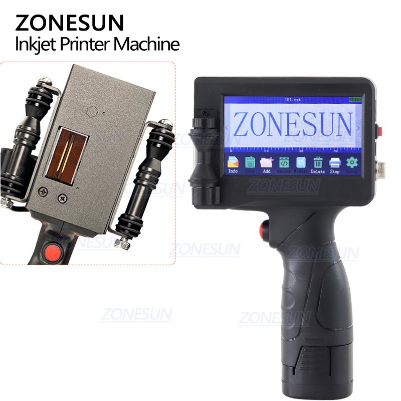 ZONESUN ZS-HIP127 Touch Screen Handheld Intelligent USB Inkjet Printer Coding Machine For Carton Rubber Metal Expiry