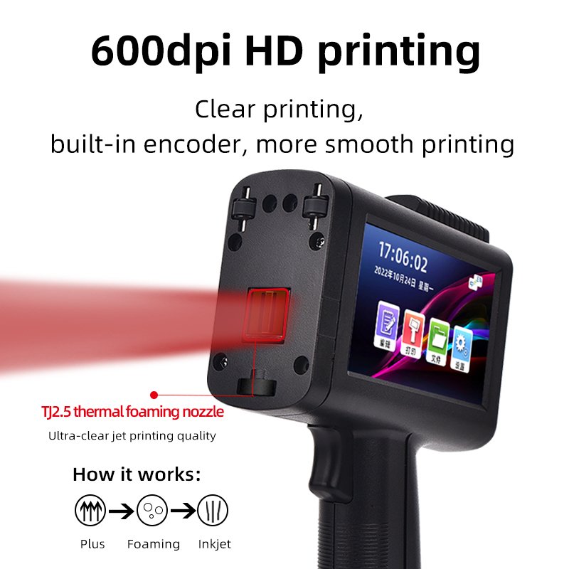 M80 Portable Handheld Inkjet Printer 12.7mm QR Code Barcode Easy to Operate Prints Production Dates Tubes Leather Items