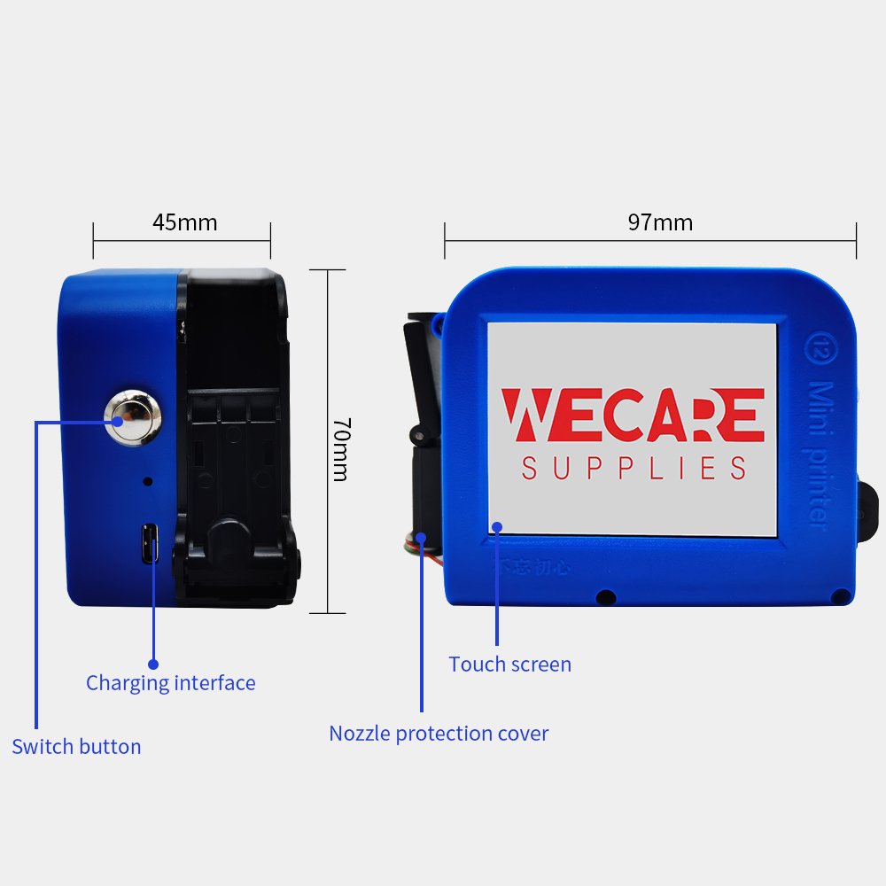 WECARE Portable Mini Inkjet Printer Using Fast Dry Ink Cartridge for Glass Printing
