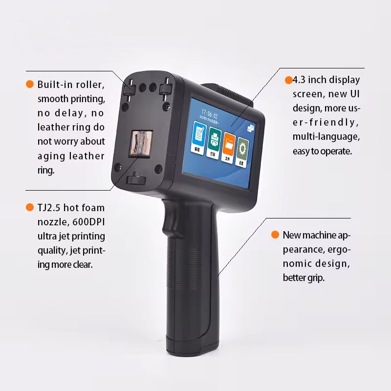 TES M10 high quality Capacitive screen handheld inkjet printer plastic bag stainless steel tube inkjet printer