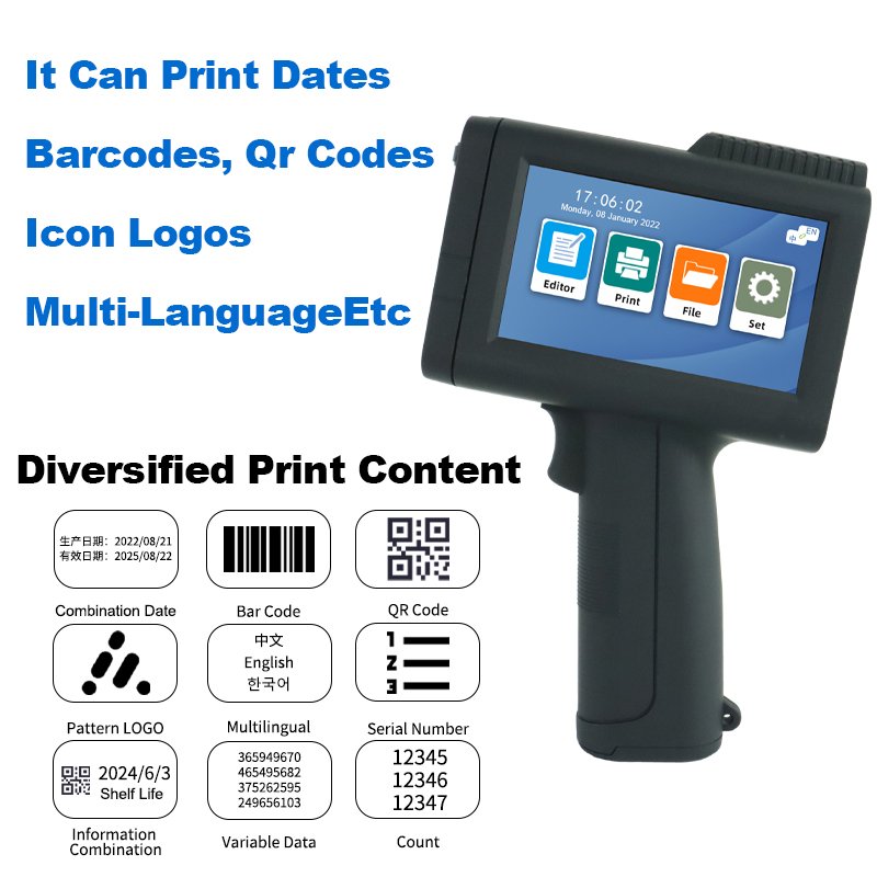 M10 High Quality Handheld Inkjet Printer Portable Carton Inkjet Printer Handheld Intelligent Batch Coding Machine for Bagging