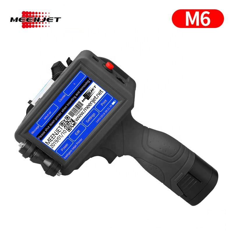 Meenjet M6 Smart Lot Number Date Coder Handheld Batch Code Inkjet Pouch Coding Machine for Plastic Metal Carton Pipe