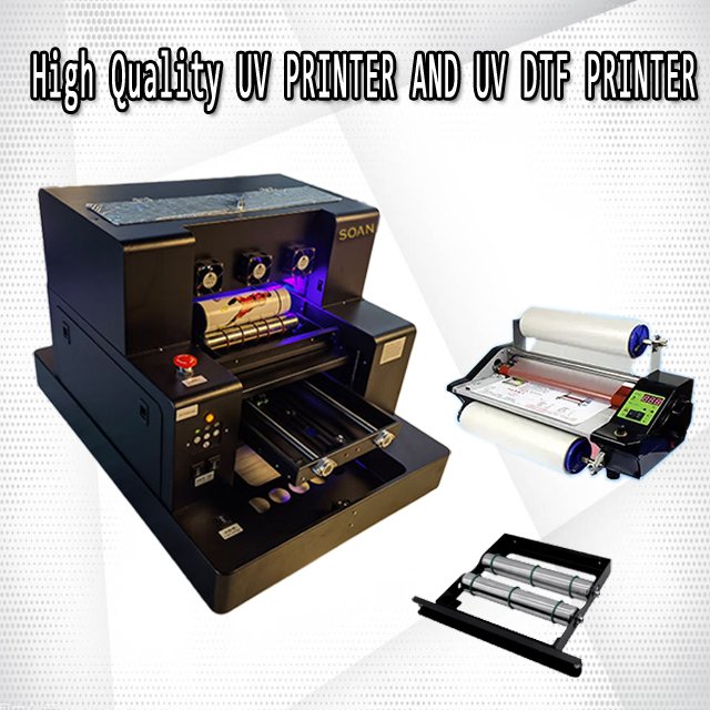 Glass Bottle Printing Machine UV Flatbed 6 color Digital Printer For Phone Case A4 Size UV Dtf Printer with Laminator