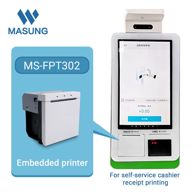 High Quality Thermal Receipt MS-FPT302 80mm 2 Inch DC24V Thermal Panel Printer With Auto Cutter For Kiosk Black Color