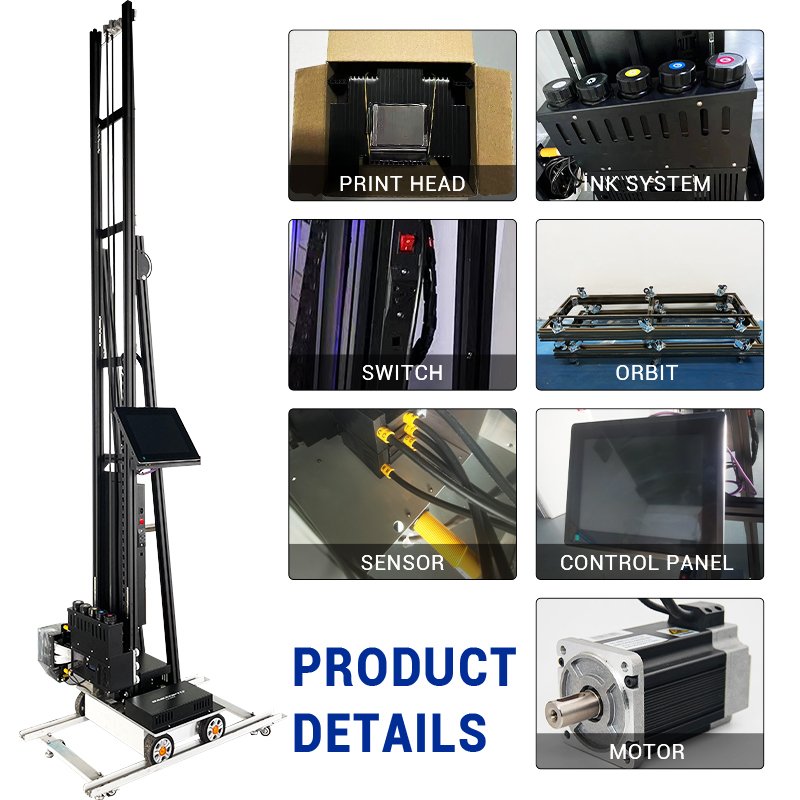 CMYKW UV 3D Vertical Wall Painting Machine DX7 Indoor Outdoor Wall Arts Printer