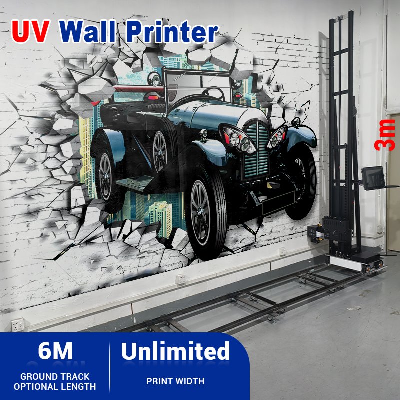 CMYKW UV 3D Vertical Wall Painting Machine DX7 Indoor Outdoor Wall Arts Printer