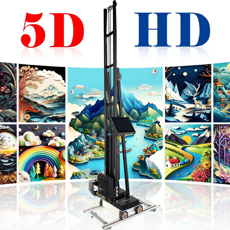CMYKW UV 3D Vertical Wall Painting Machine DX7 Indoor Outdoor Wall Arts Printer