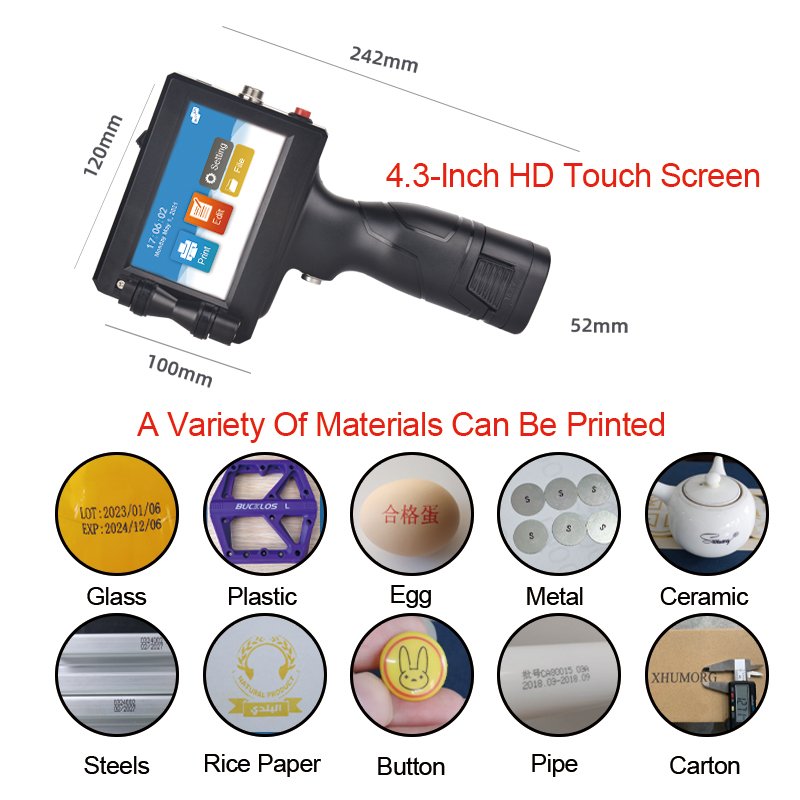 D10 Handheld Inkjet Printer Box Inkjet Machine Bottle Plastic Paper Electric Cartons OEM Service Digital coding Machine
