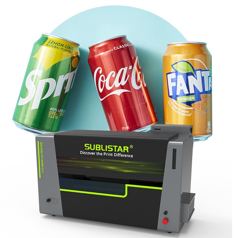 SUBLISTAR High Speed Digital Cylinder UV Printer Rotary UV Printer 360 Round UV Cylinder Printing Machine For Aluminum cans