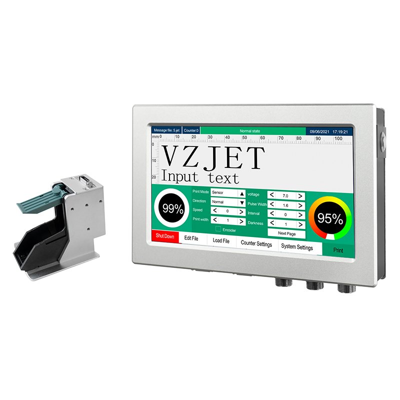 VZJET TD1 Carton Logo Code Printing Machine PET Bottle Lot Number Date coder KN95 mask Inkjet Printer