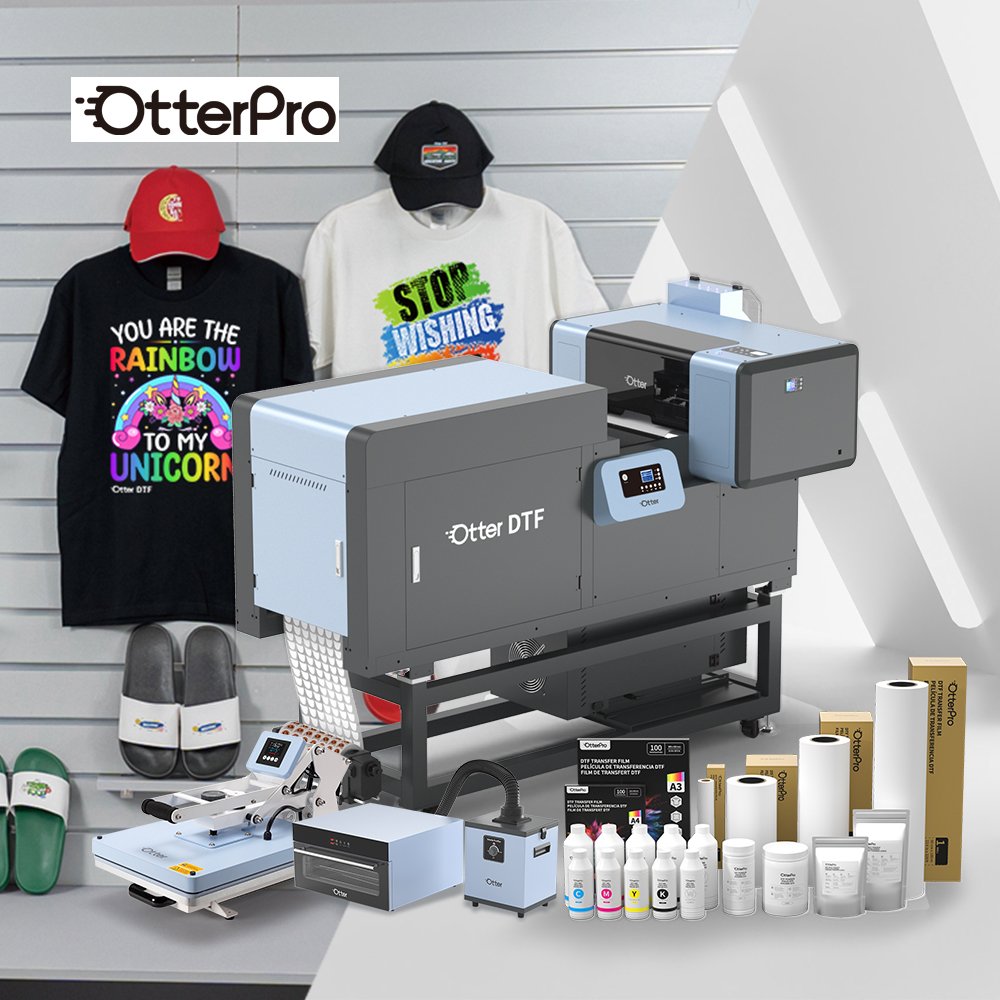 OtterPro All In One DTF Printer Manufacturer Inkjet Printer Pet Film Industrial DTF Printer with Shaker and Dryer Oven