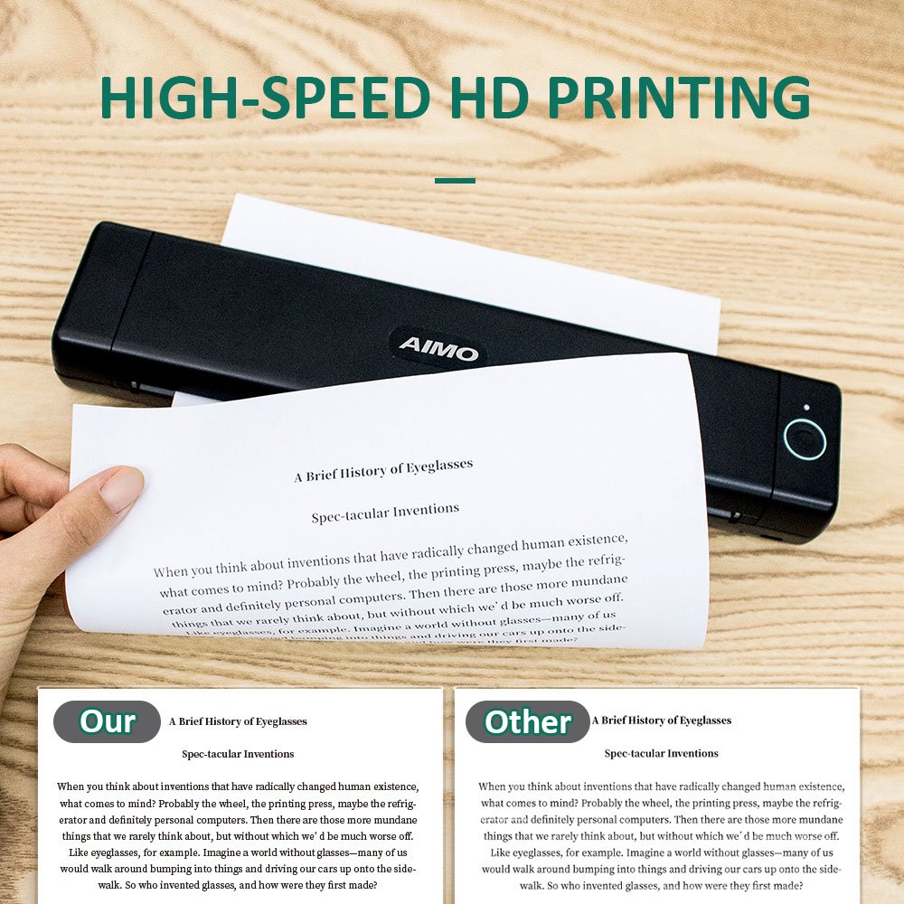 AIMO 8 Inch Eco friendly No Ink Mini A4 Portable printer Wireless Mobile Thermal Printer a4 thermal printer