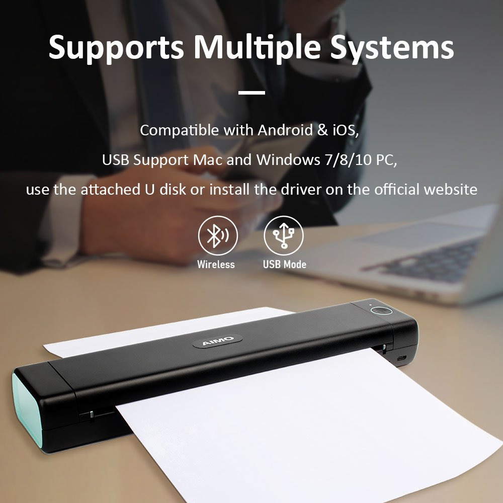 AIMO 8 Inch Eco friendly No Ink Mini A4 Portable printer Wireless Mobile Thermal Printer a4 thermal printer