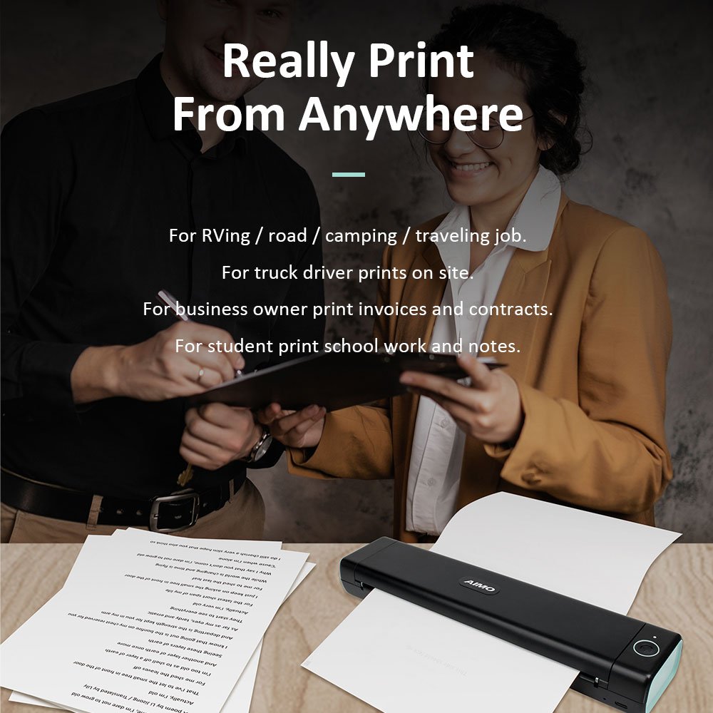 AIMO 8 Inch Eco friendly No Ink Mini A4 Portable printer Wireless Mobile Thermal Printer a4 thermal printer