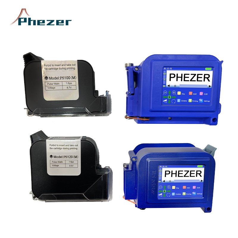 Phezer Mini Handheld Inkjet Printer PC11 for all materials with Touch Screen and Quick-Drying Ink Cartridge