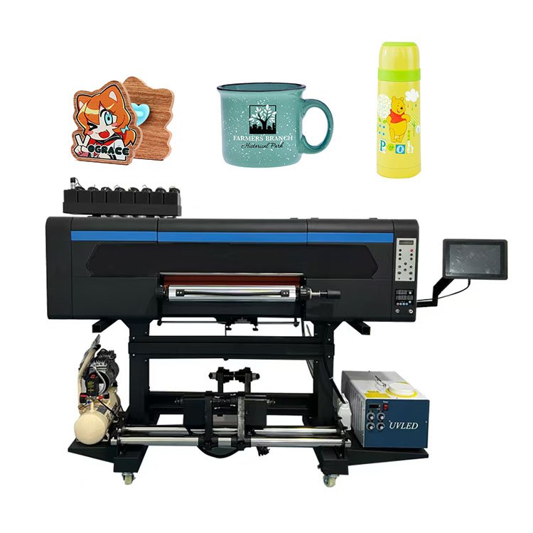Cheapest 1.8 M Pen Cups Printing Machine 60cm A1 Size Roll To Roll LED Uv DTF Crystal Film Label Inkjet Printer