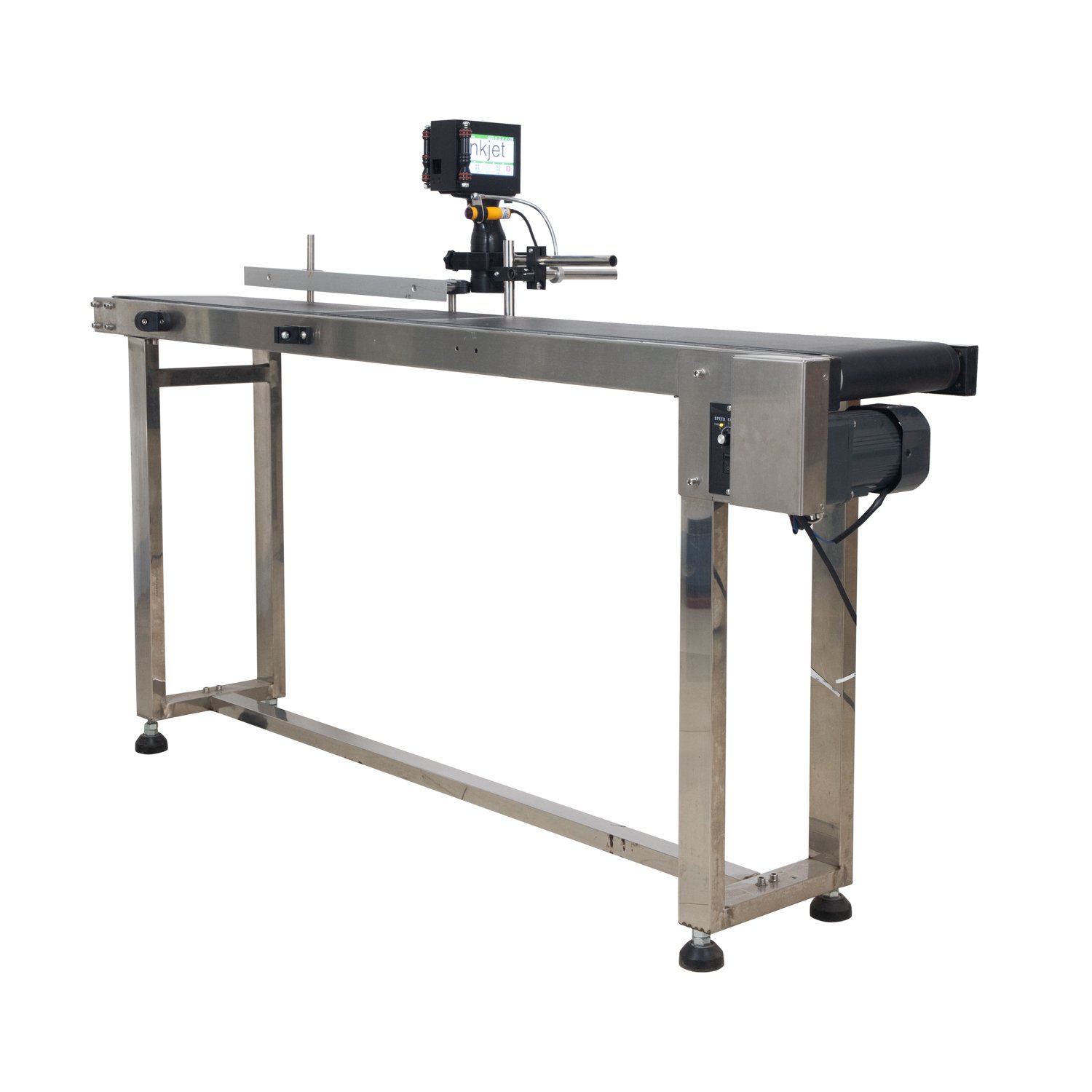 Stainless Steel Speed Adjustable Conveyor Belt Table with Single Guard Rail