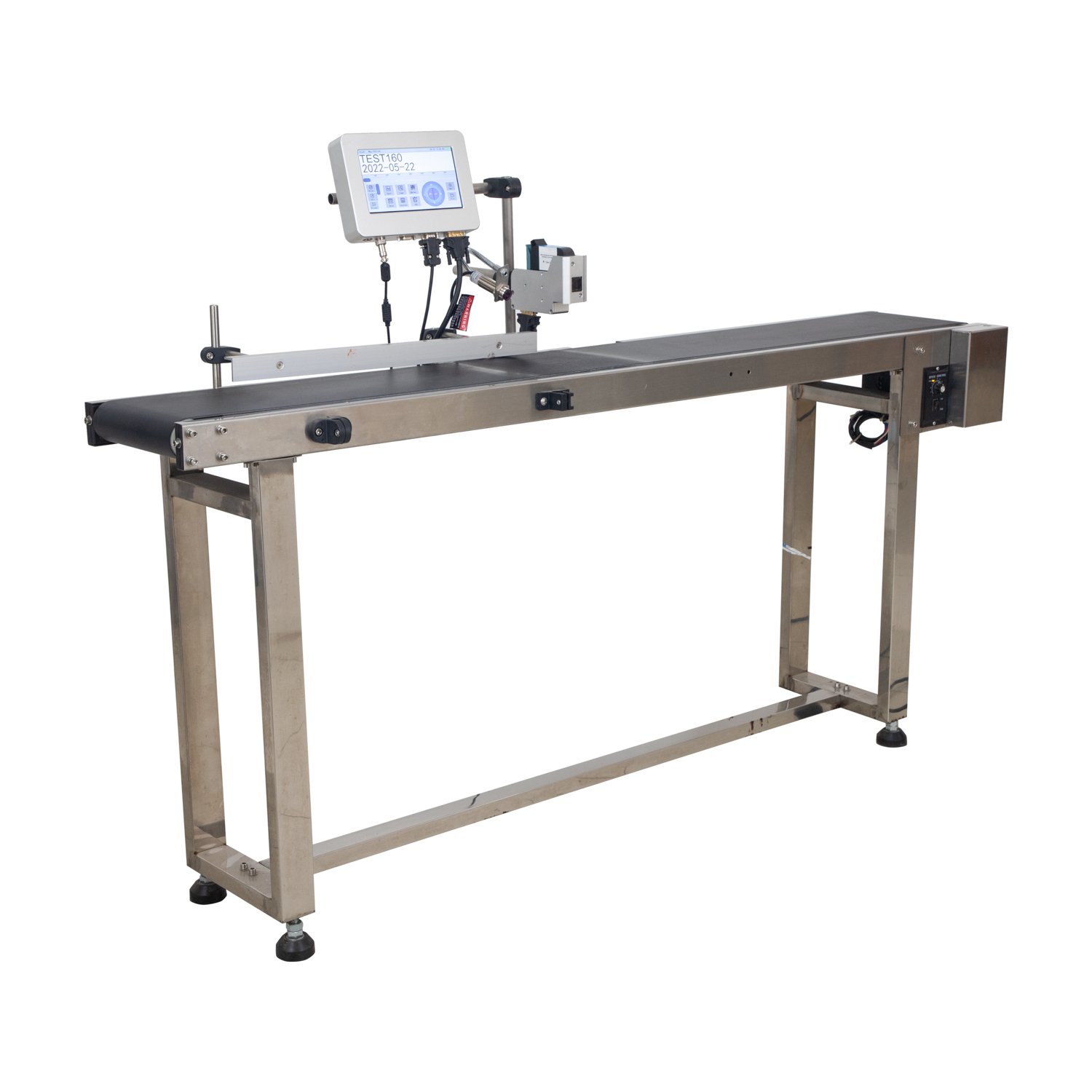 Stainless Steel Speed Adjustable Conveyor Belt Table with Single Guard Rail