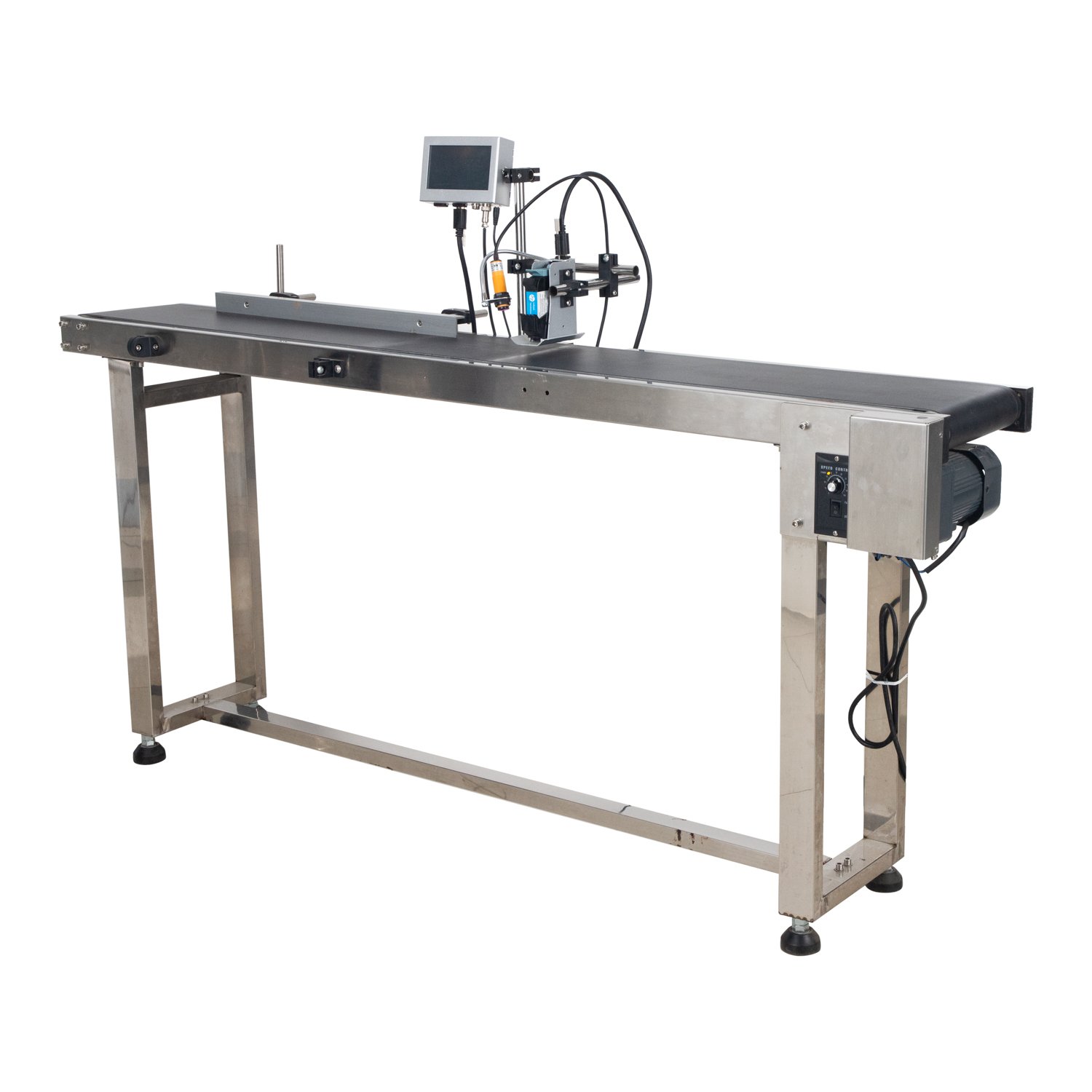 Stainless Steel Speed Adjustable Conveyor Belt Table with Single Guard Rail