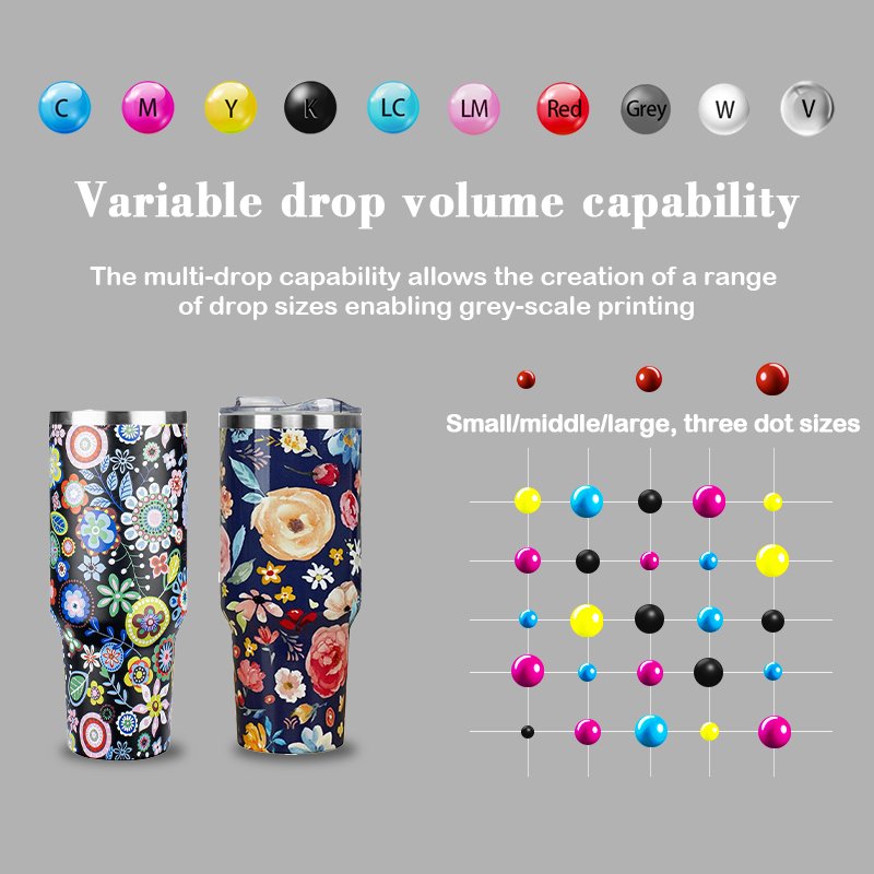 Jucolor Rotary Printer for Bottles Tumblers Thermos Cups Printing Machine 360 Degree Size G5 Head Inkjet Gas Cylinder Printer