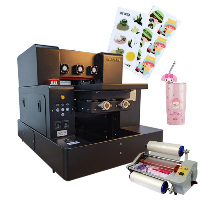 Soan High Quality Global Supplier Printing Machine A3 UV Flatbed Printer For Phone Case Glass PVC Leather Wood AB film sticker