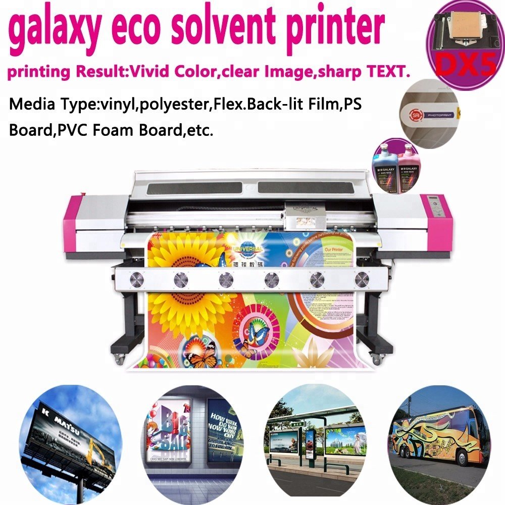 Good price galaxy ud181la ud1812la 6 feet roll to roll eco solvent inkjet printer with epson dx5 printhead to print on canvas