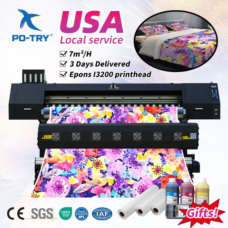 PO-TRY New Updated 2/4 Printheads Large Format Industrial Heat Transfer Sublimation Printer inkjet printers