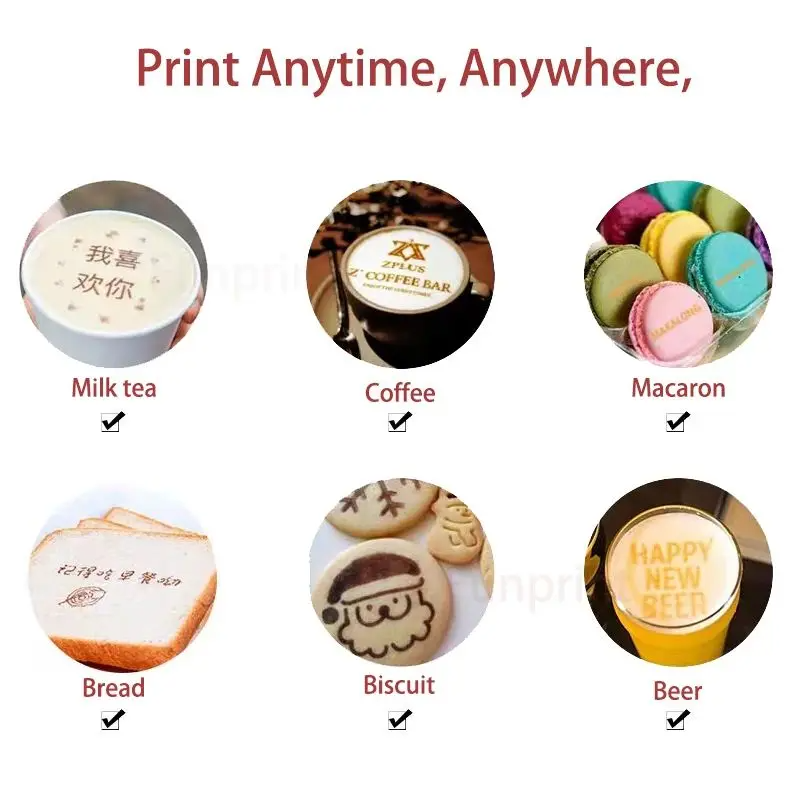 Edible Ink Inkjet Printer EVEBOT Printpen Buletooth Wireless Handheld HD Printing Coffee Beer Bread for Cofe Hotel Restaurant