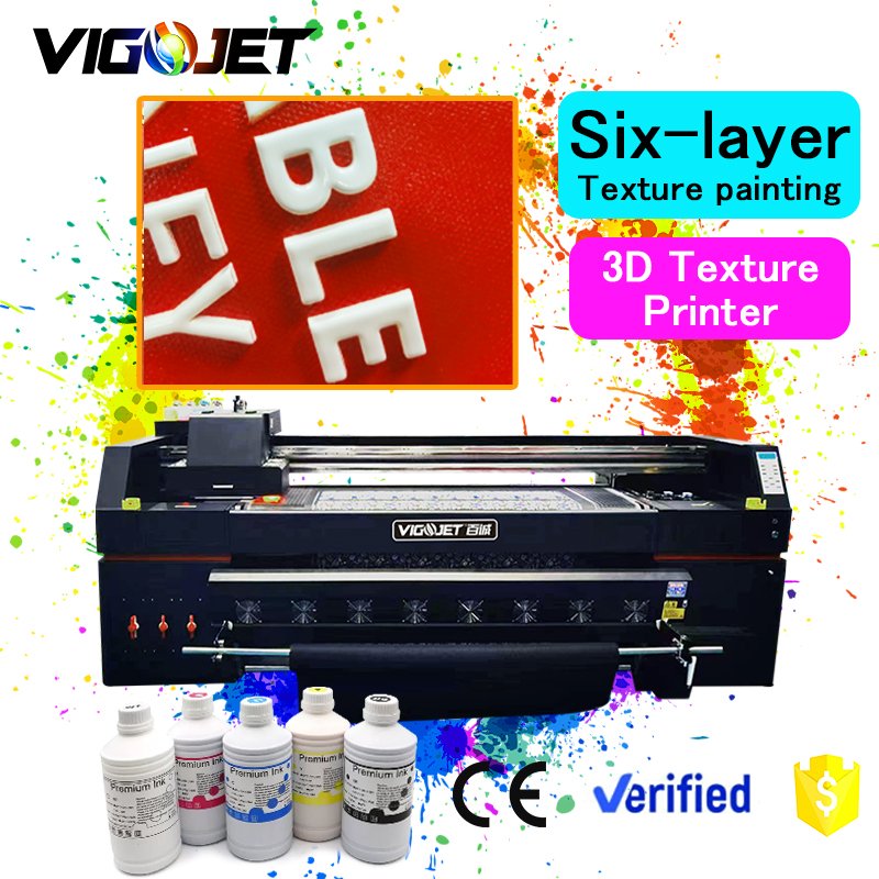 High-speed multi-layer 3D texture painting machine Textured relief inkjet UV printer 3D character hybrid printer