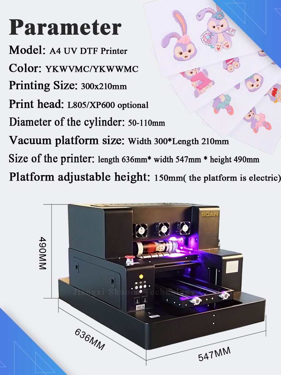 Latest A4 UV DTF Printing of flatbed UV DTF printer machine for phone case pen card bottle glass wood metal acrylic