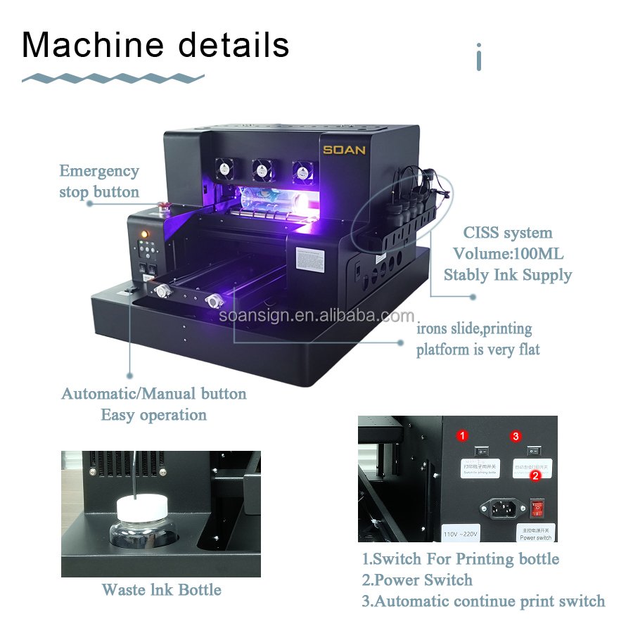 Latest A4 UV DTF Printing of flatbed UV DTF printer machine for phone case pen card bottle glass wood metal acrylic