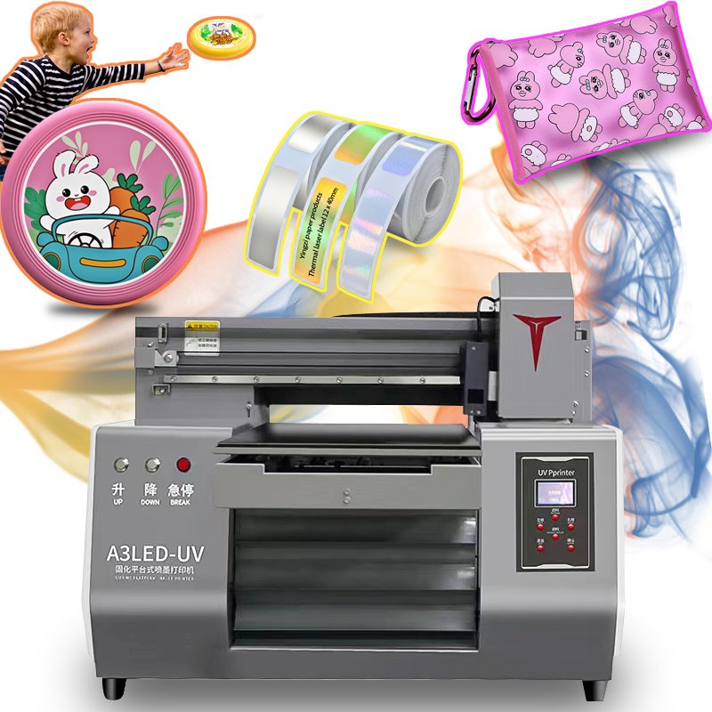 Portable A3 UV flatbed printer, efficient UV inkjet printer, printing acrylic ornaments, golf balls, nail art, 3050 UV printer