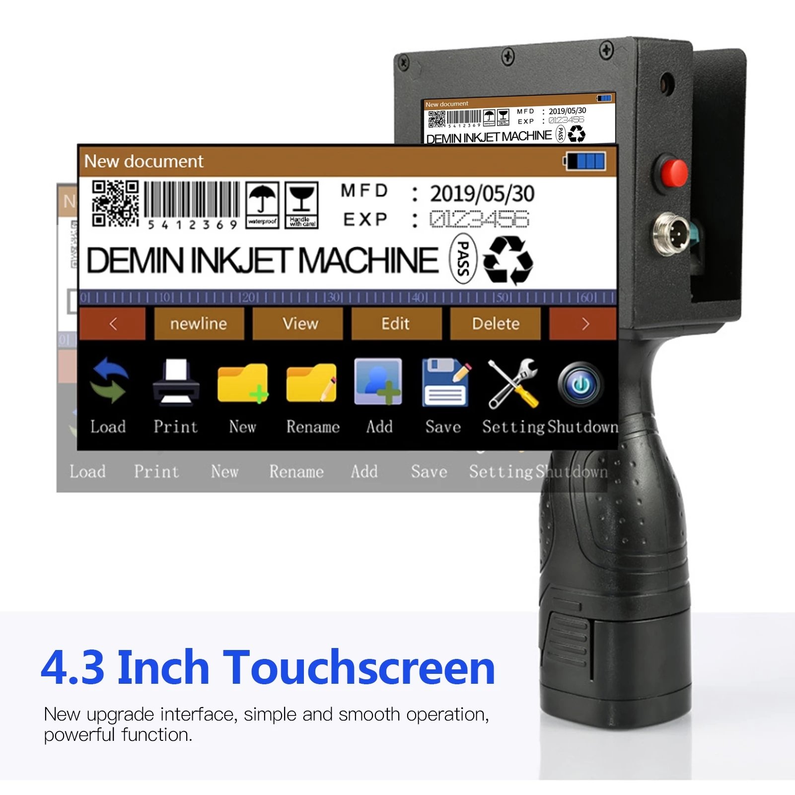 Bar batch code date number logo expiry date label plastic bottle hand jet handheld thermal inkjet printer