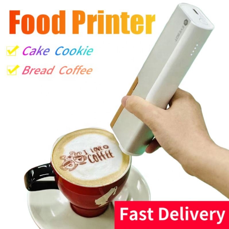 EVEBOT Food Surface Tattoo Inkjet Printer PRINTPEN Software And Driver Digital Handheld Printer Portable Silver Provided Type C