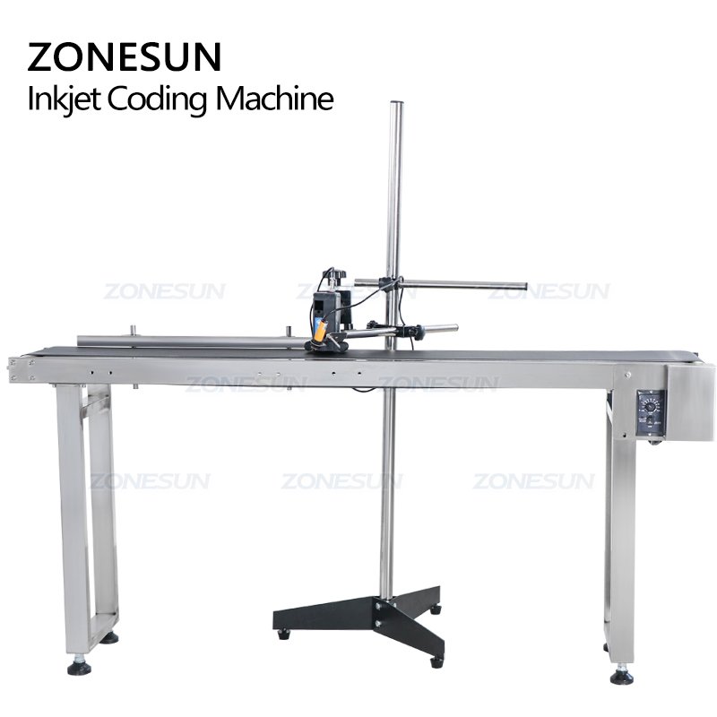 ZONESUN Inkjet Printer Conveyer Conveying Table Band Carrier Sorting Workbench PVC Belt Conveyor Bottle Box Bag Sticker Conveyor