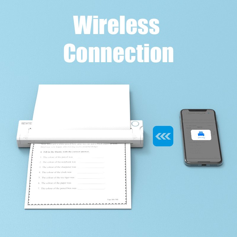 NEWYES 8 Inch No Ink Portable A4 Mini Wireless Mobile Thermal Printer
