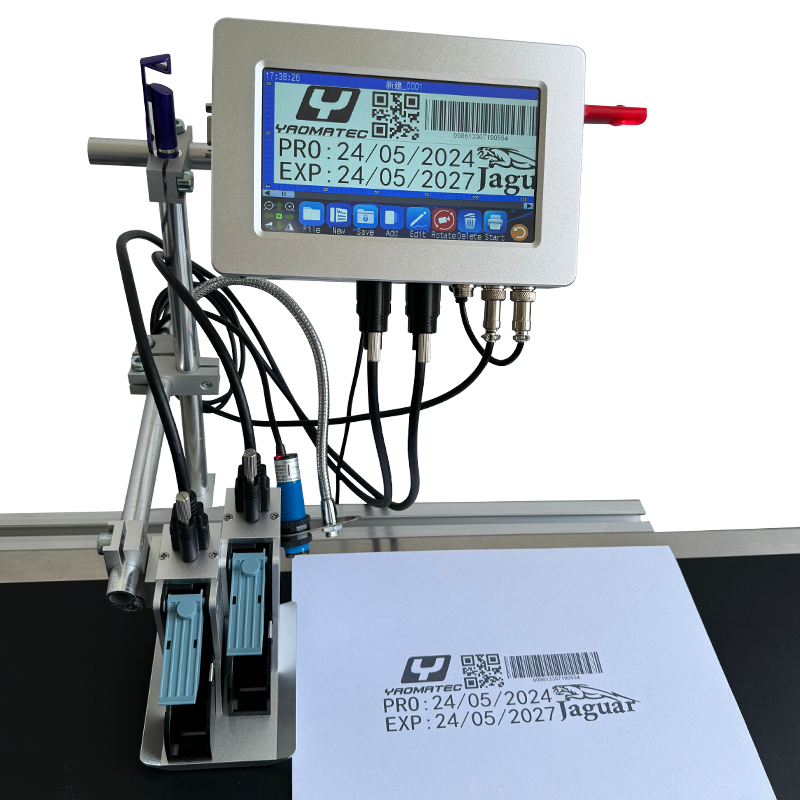 Yaomatec max height 25.4mm two heads Hot sale online thermal inkjet printer continuous coding 5 line information printer