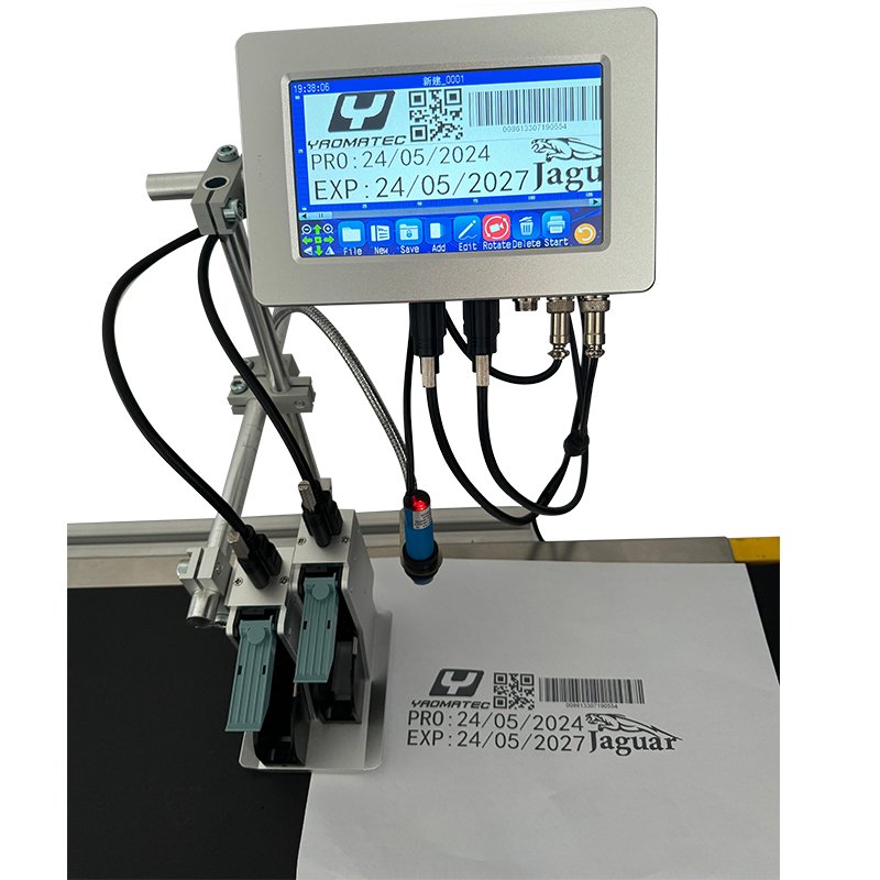 Yaomatec max height 25.4mm two heads Hot sale online thermal inkjet printer continuous coding 5 line information printer