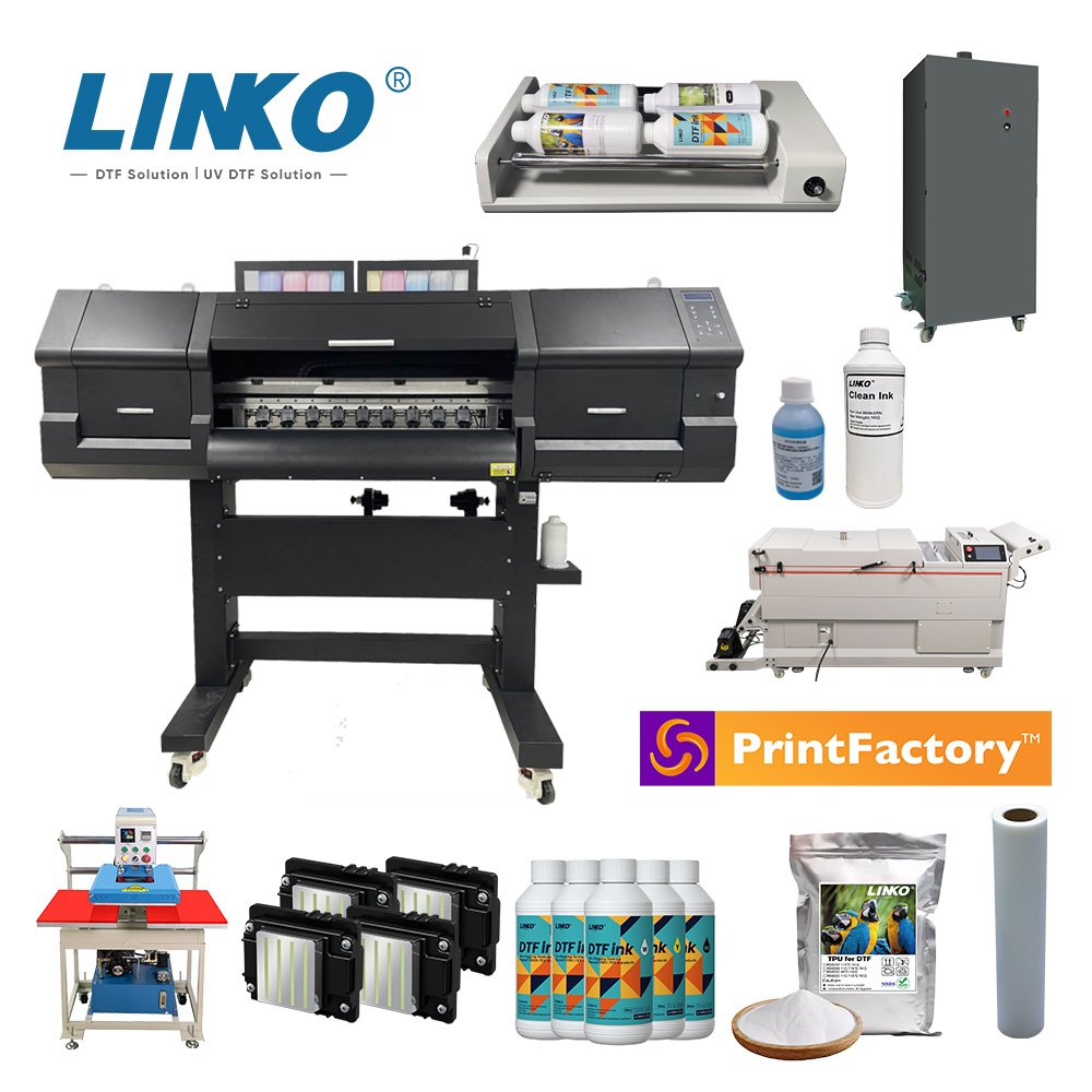 LINKO 4/8 colors 24inch A1 DTF Printer Four i3200 Print head Industrial DTF Printer Printing Machine for T-shirt Printing