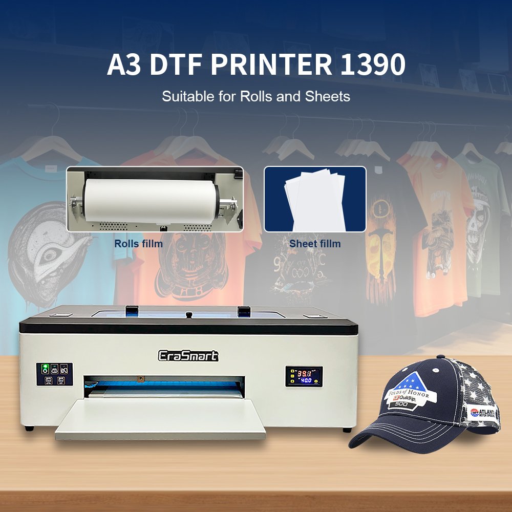 Erasmart Digital A3 L1800 1390 Head Painting Printing Machine New Arrival Printer Inkjet A3 Dtf Printer