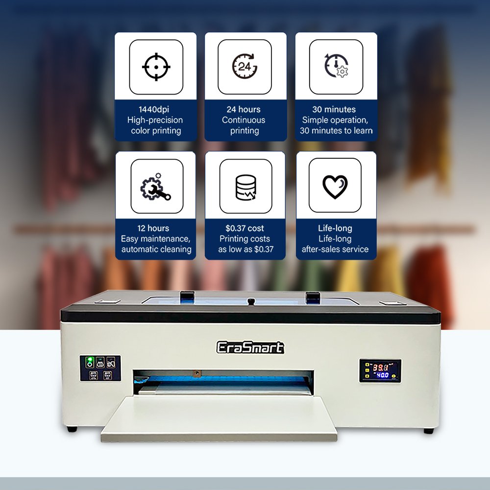 Erasmart Digital A3 L1800 1390 Head Painting Printing Machine New Arrival Printer Inkjet A3 Dtf Printer