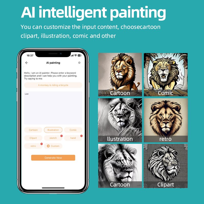 Wireless handheld inkjet printer Mini Portable Printer photo Printing Machine intelligent AI painting Wifi Connected