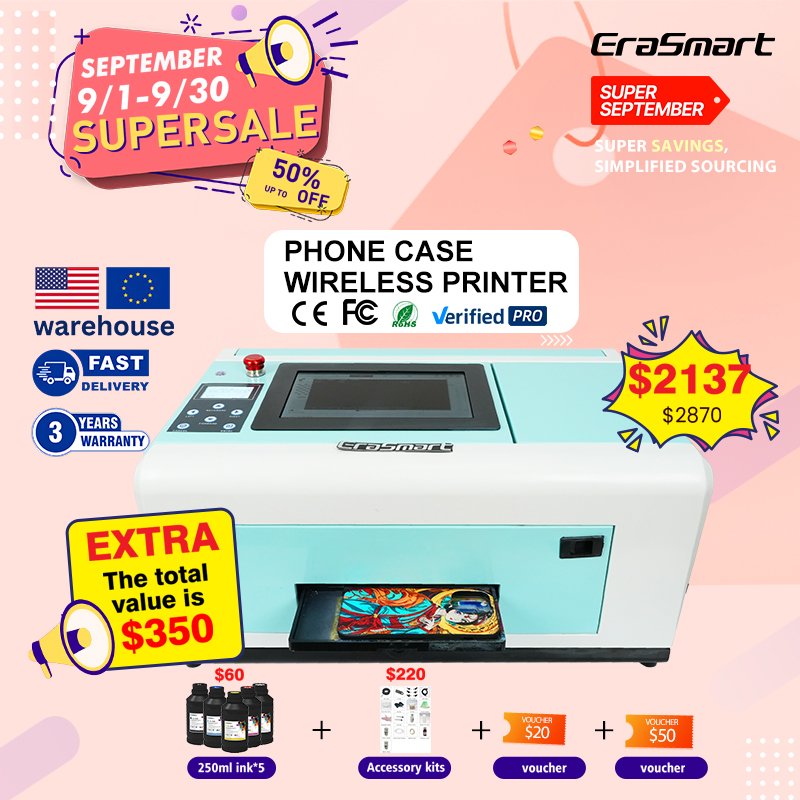 EraSmart Cloud Phone Case Printer UV Inkjet Direct Wifi Autonomous Mobile Phone Case Printer