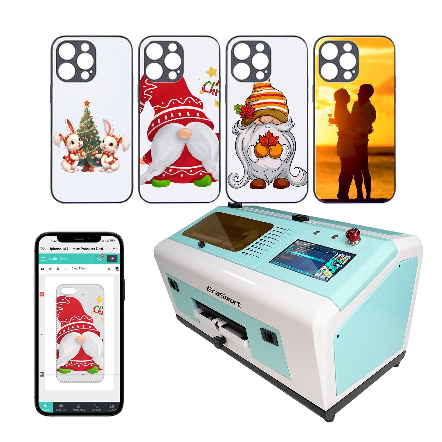EraSmart Cloud Phone Case Printer UV Inkjet Direct Wifi Autonomous Mobile Phone Case Printer