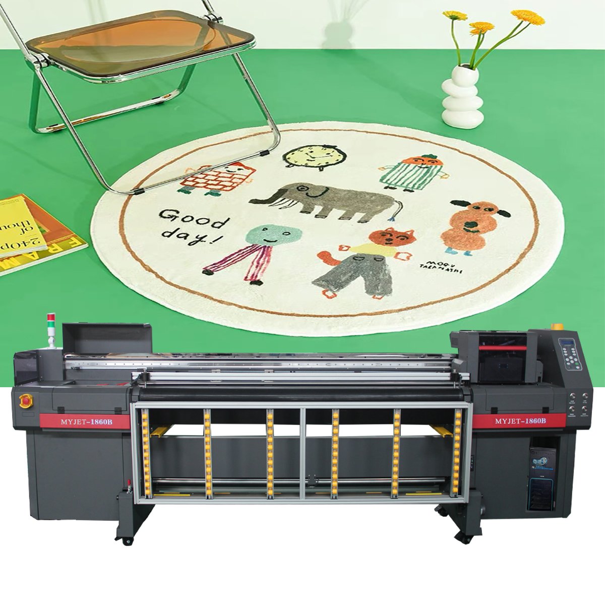 L1800 6 Feet 3d Uv Led Hybrid Digital Inkjet Printers Leather Canvas Printer Acrylic sheet carpet wire coil printer