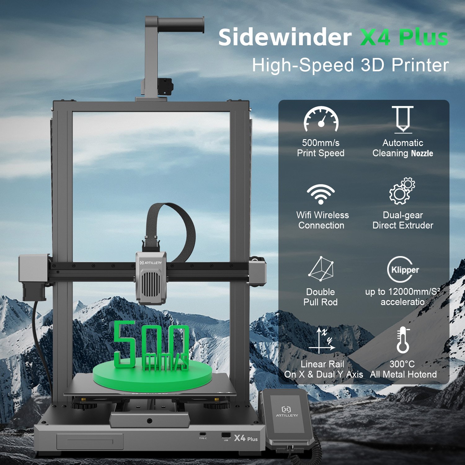 Artillery 3D Printer Sidewinder X4 Plus 300*300*400mm Print Size High speed fast speed printing 3d printer